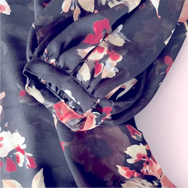 White House Black Market Black Floral Dress - Image 3