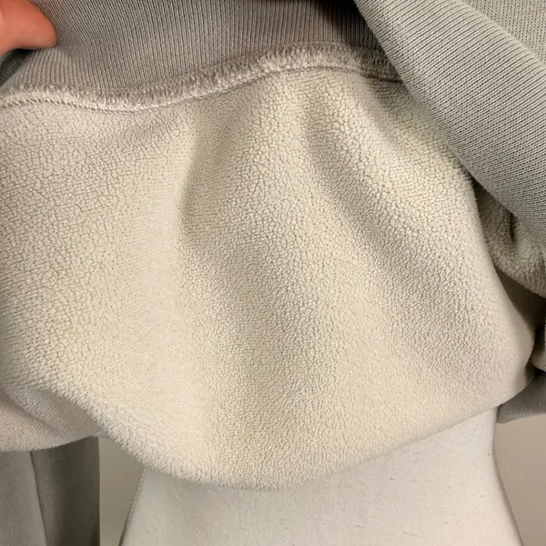Womens Grey Cream Ombre Cropped Sweatshirt Silver Chain Detail Boxy Fit L - Image 10
