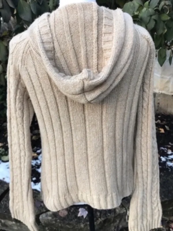 Fisherman's Sweater Cardigan Cotton Wool Size S Chunky Cropped - Image 2