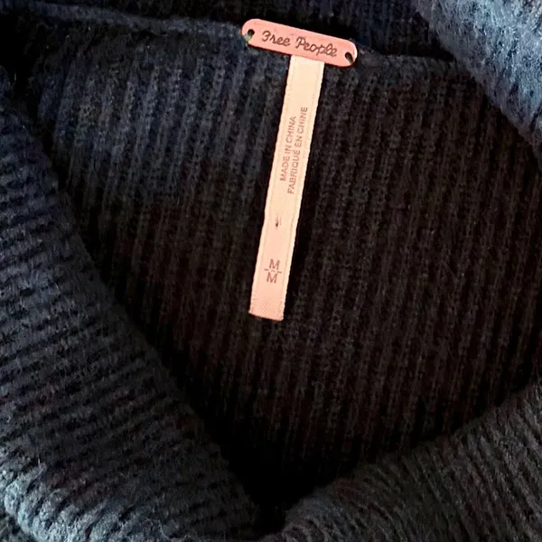 FREE PEOPLE Softly Structured Solid Teal Sweater Turtleneck Tunic Knit Medium - Image 11