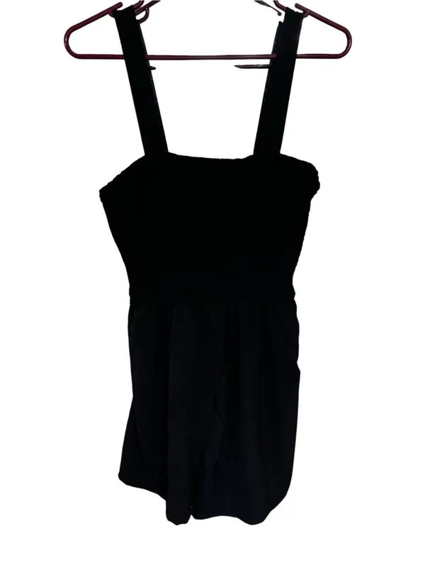 Black Smocked Tank Romper - Women - Image 2