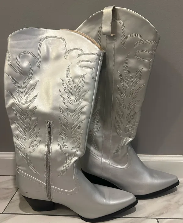 Altar'd State Arula Viola Wide Width & Calf Boots Silver - Image 4