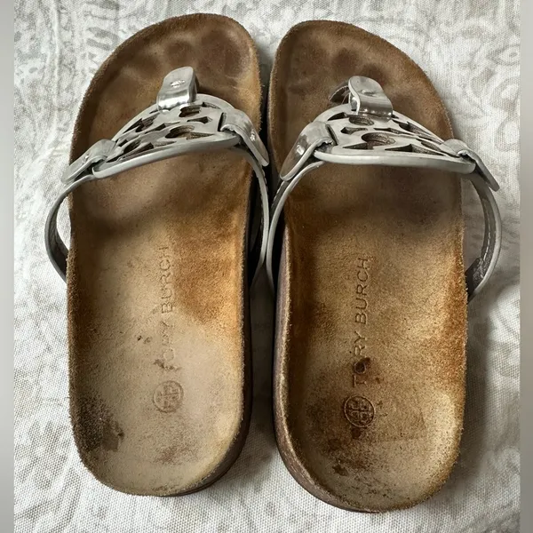 Tory Burch Silver and Brown Sandals - Image 8