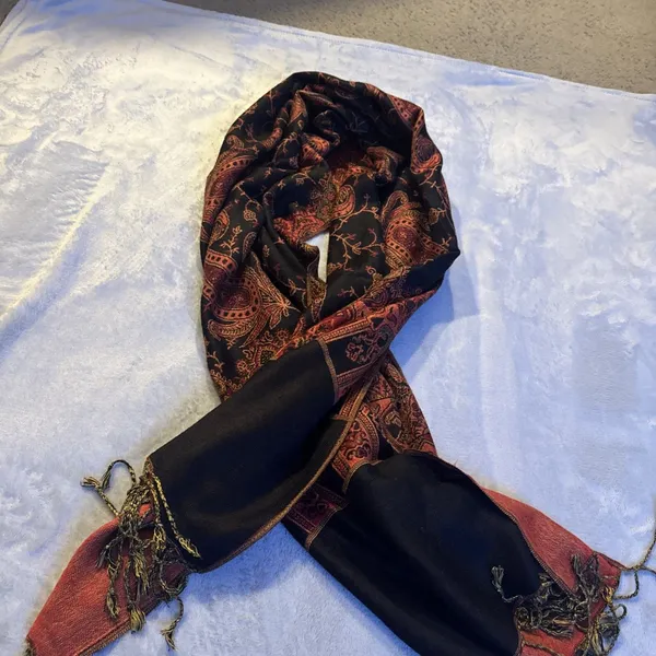 Pashmina Unbranded Viscose Wool & Cotton Blend Scarf Shawl,Paisley, Multicolored Scarf - Image 2