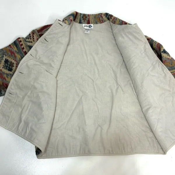 Vintage PHD Woven Blanket Tapestry Button Down Jacket Southwestern M - Image 3