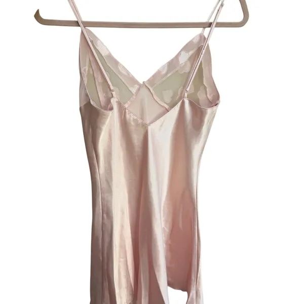 Frederick’s of‎ Hollywood Mini Satin Dress Baby Pink Hearts Print Vintage Small - Image 10