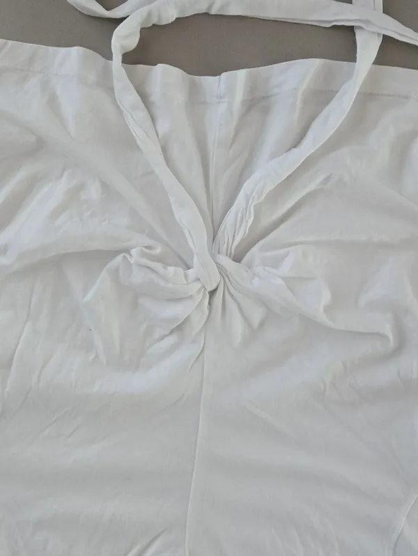 Zara White Short Sleeve T-Shirt with Tie Detail Size M. - Image 3