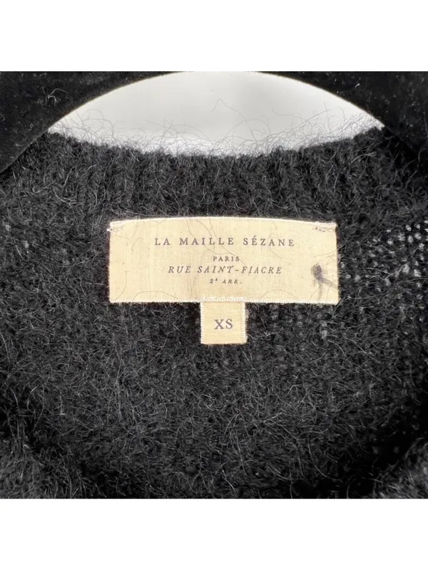 Sézane La Maille Black Sweater Floral Embroidery Size XS Cottage Folk Nouveau - Image 8