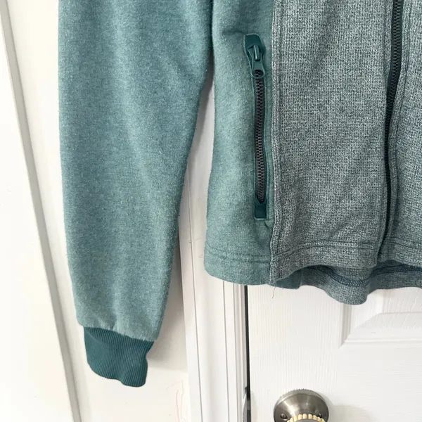 Pact Organic Two Tone Green Heather Full Zip Hooded Sweatshirt Jacket Small - Image 3