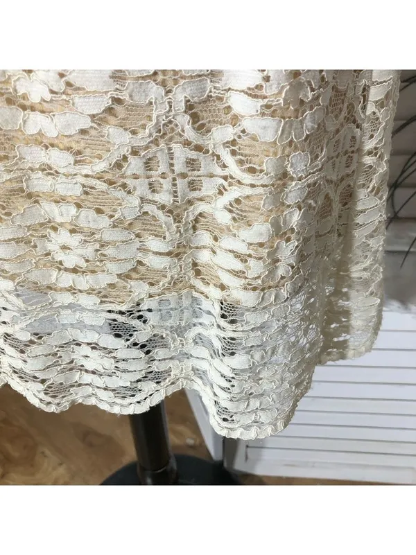 Vintage Y2K Midi Dress Cream Lace flared sleeves coquette romantic boho floral L - Image 10