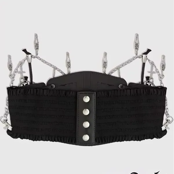 Hershine Black Gothic Waist Corset with Chains - Image 2