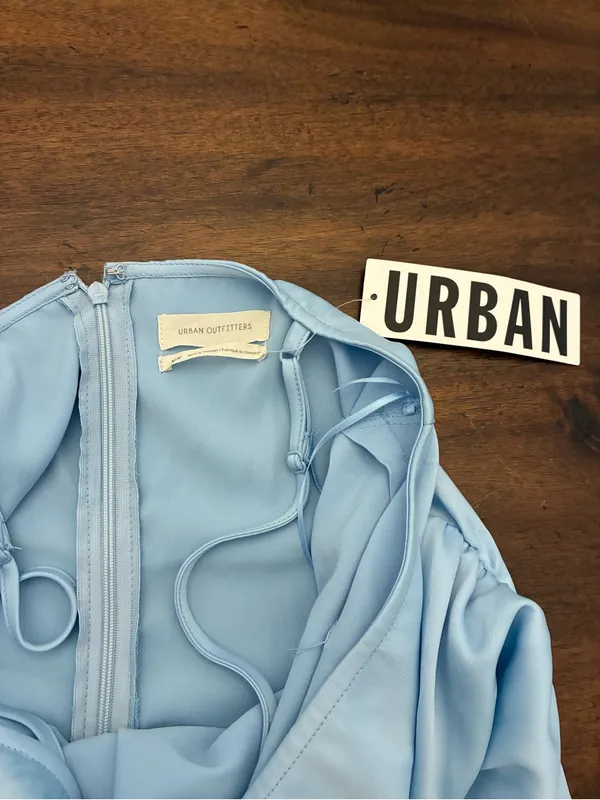 Urban Outfitters Dress Women’s Medium Blue Slip Lace Sleeveless Mini New NWT - Image 2