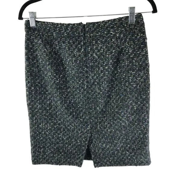 J Crew Tweed Pencil Skirt Back Slit Wool Blend Lined Green Purple 2 - Image 2