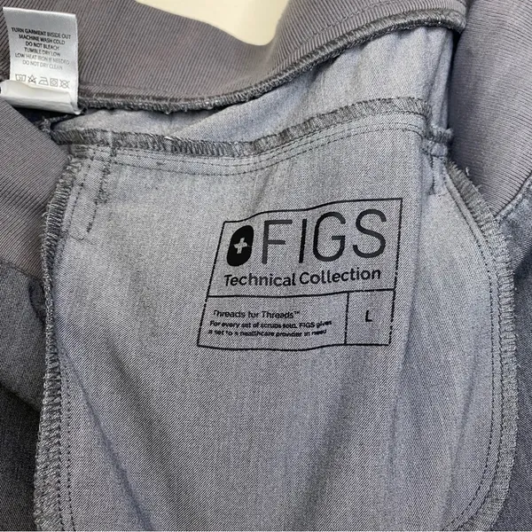 FIGS 7-Pocket Adjustable Ankle Scrub Pants Zippered Back Pockets Gray Sz Large - Image 5