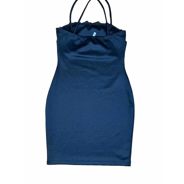 Glare Black Short Bodycon Spaghetti Strap‎ ￼Dress Womens Size Medium Look Small - Image 7