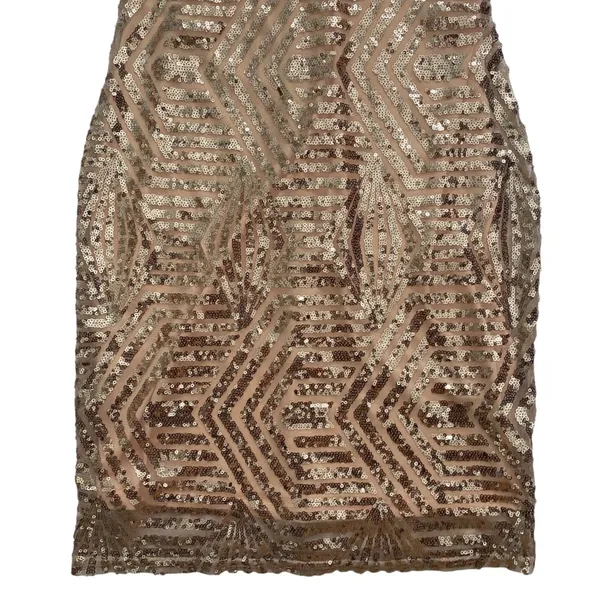 Guess Los Angeles Rose‎ Gold Sequin Geometric Bodycon Mini Dress Small V-Neck - Image 6