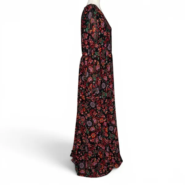 Floral Maxi Dress 2XL‎ Cottagecore Peasant Folklore Semi Sheer Long Sleeve Lined - Image 7