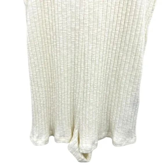 Roxy Ribbed Romper Cream Sleeveless V-Neck‎ Adjustable Straps Beach Casual Small - Image 3