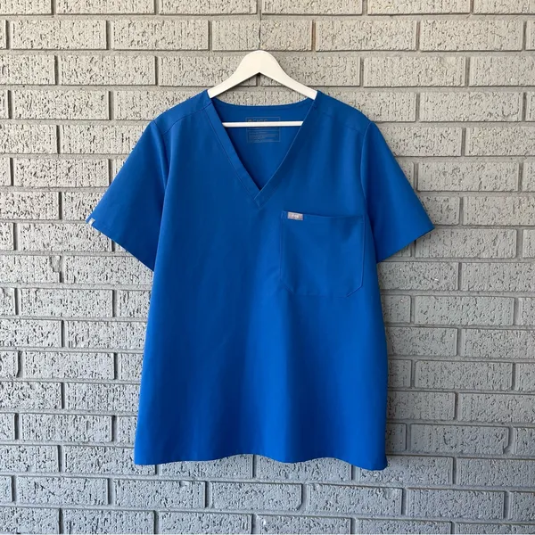 Figs Catarina One Pocket Scrub Top Royal Blue Size XL - Image 4