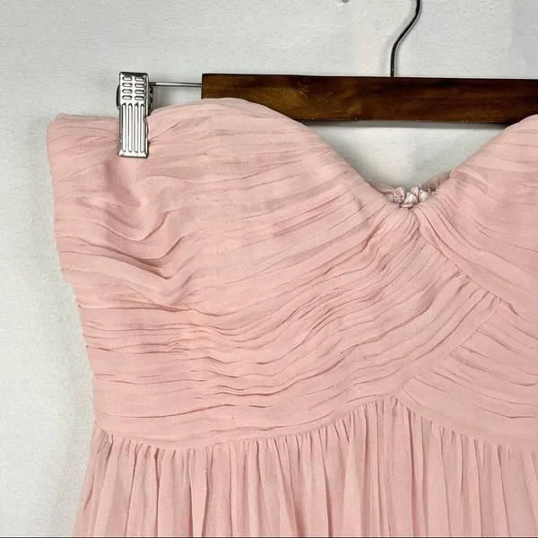 Donna Morgan Blush Pink‎ Chiffon Strapless Formal Dress 8 - Image 6