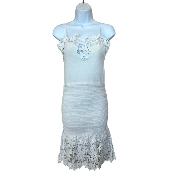Thakoon White Lace Mini Slip Dress XS Knit Cocktail Coquette Party Designer $360 - Image 7