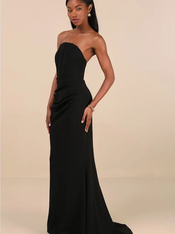 Lulu's Laney Black Strapless Corset Maxi Dress - Image 4