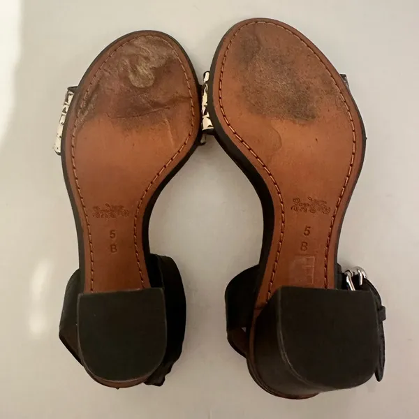 Coach Paige Leather and Black and White Snake Block Heel Sandals Size 5 - Image 9
