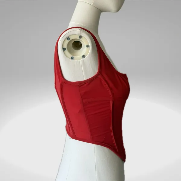 House of CB 'Edetta' Scarlet Mesh Corset Vibrant Red Top - Image 8