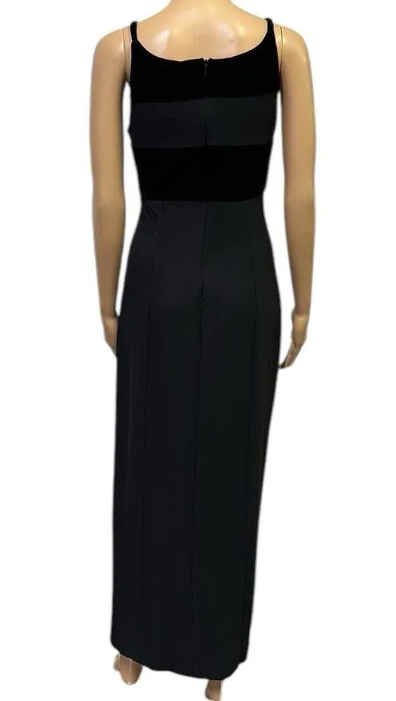 Jazz II Formal Black Velvet Accent Slit Front Sleeveless Maxi Gown Dress Size 10 - Image 7