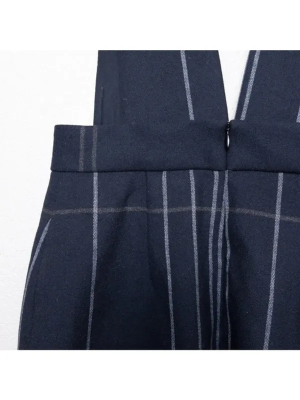NWT Maje Jola Checked Pinafore Plaid Dress 36 Marine S Overalls Tartan Button - Image 11