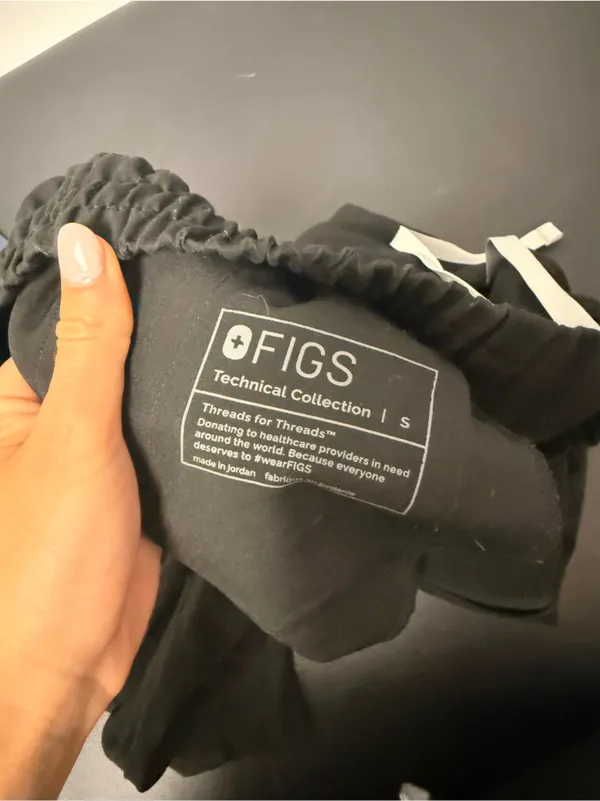 Figs Black Jogger Pants with Gray Drawstring - Image 3