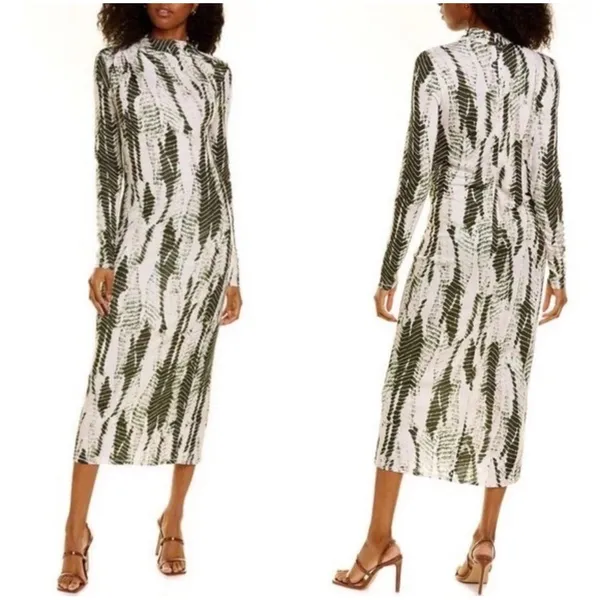 Ted Baker‎ Abstract Snake Print Mock Neck Midi Dress - Image 3