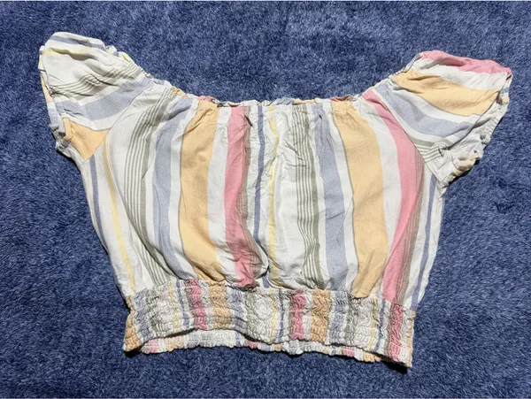 Aeropostale Women's Striped Off-Shoulder Crop Top XL - Image 5