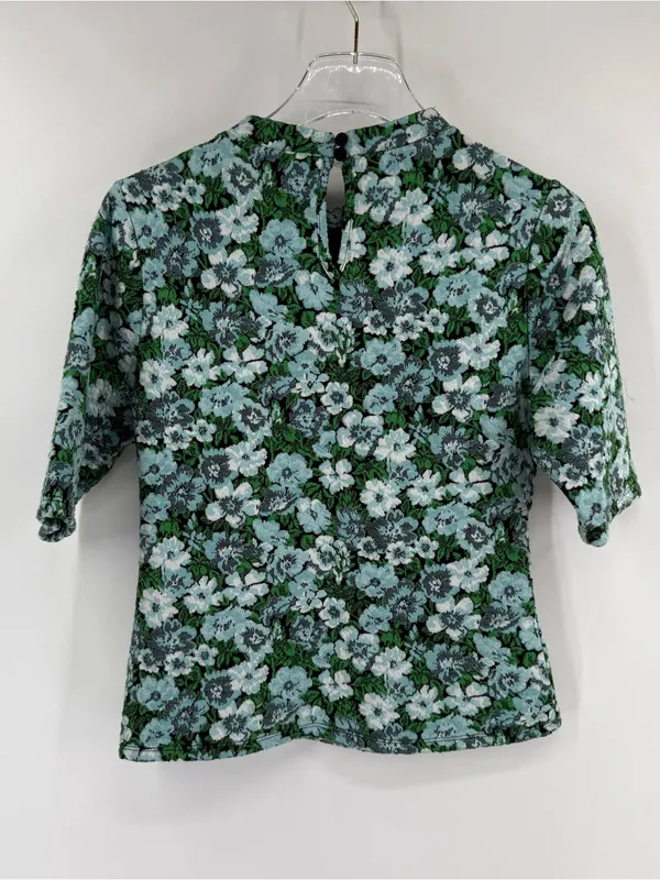 Anthropologie Maeve Short-Sleeve Mock-Neck Jacquard Top size medium - Image 2