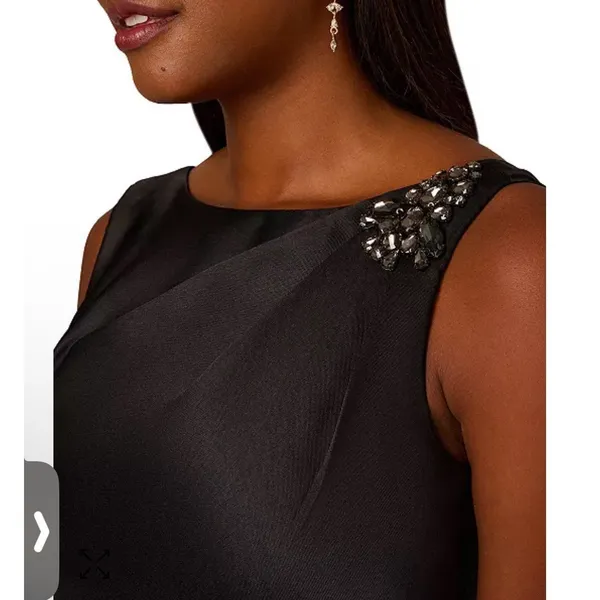 Adrianna Papell Women's Mikado Flounce Gown Black Size 4 Drop‎ Waist - Image 2