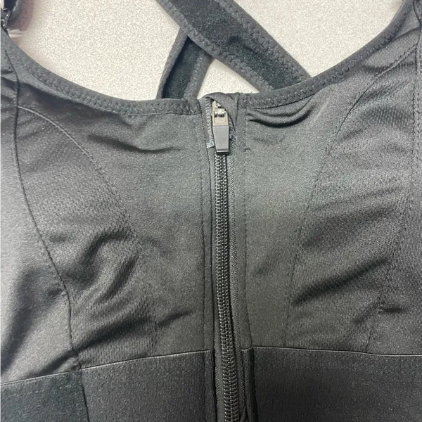 Sports Bras Women's Short Tank Top Zipper Front XL Adjustable Straps black gym - Image 5