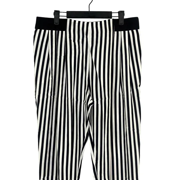 NWT Sans Souci Striped Lightweight Satin Feel Trouser Ankle Pant M Black White - Image 3
