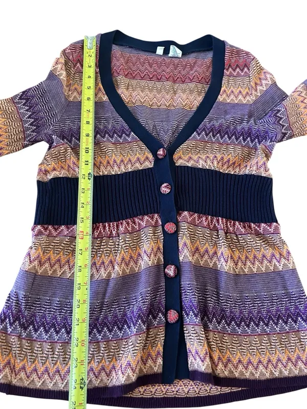 Moth Anthropologie Fiamma Chevron Striped Cardigan Sweater Size Small - Image 4