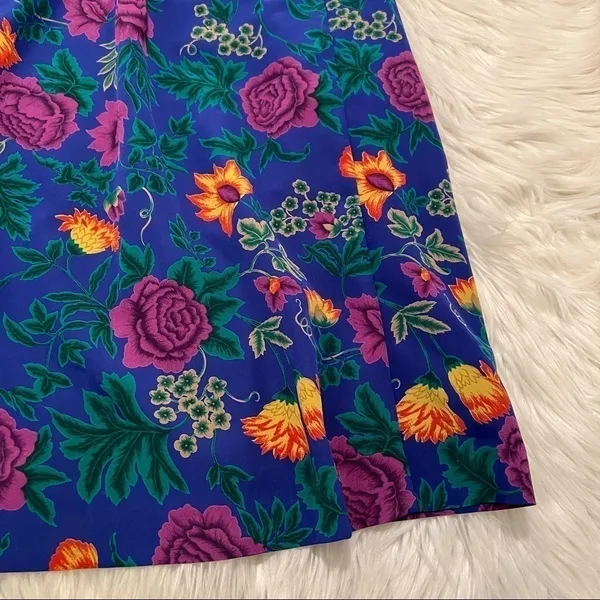 Vintage Country Suburbans Women's Size 2 Pull On Skirt Elastic Waist Blue Floral - Image 2