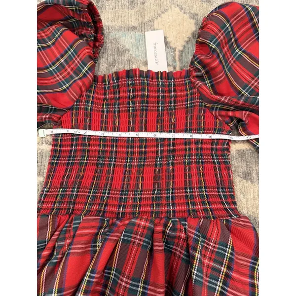 Audrey Parks Francesca's Effie Tartan Plaid Smocked Mini Dress XS NWT $70 - Image 12