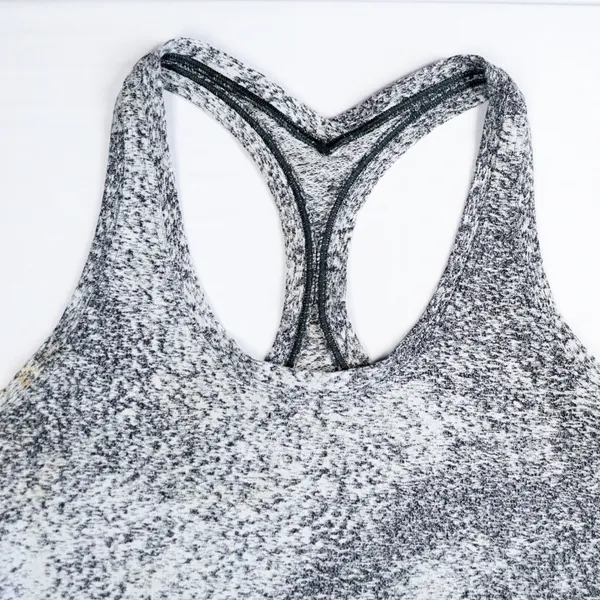 Lululemon Cool Racerback II Tank Women Size 4 Luon‎ Spray Jacquard White Black - Image 9