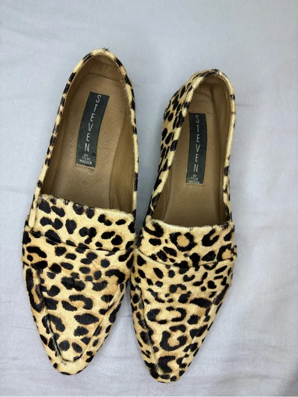 STEVEN by Steve Madden Hollie-L Leopard Haircalf Loafers Flats 7.5 - Image 3