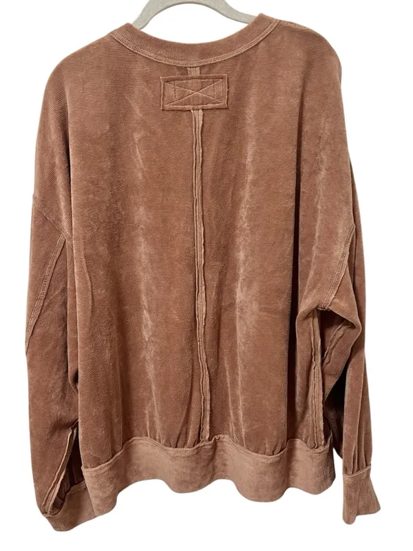 We The Free Preston Velour Pullover Sweatshirt Large Latte - Image 6