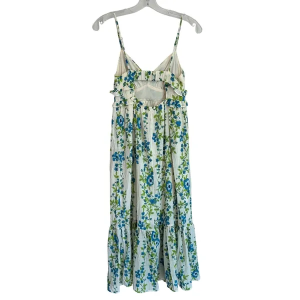 Band of the Free Floral Ruffle Maxi Dress Egret‎ Palace Blue XS B50326 Boho - Image 3