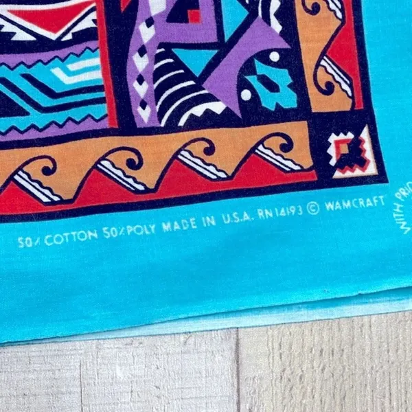 Boho small bandana scarf Blue - Image 3