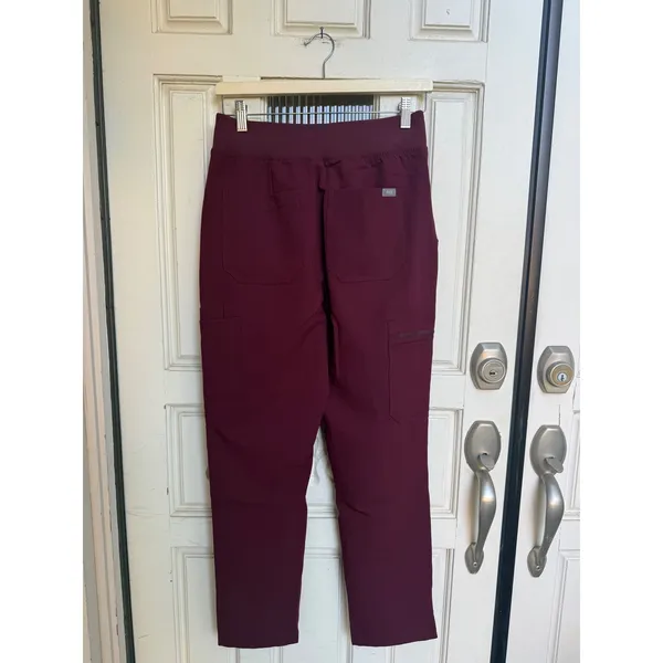FIGS Yola High Waisted Skinny Scrub Pants Burgundy Size Small Petite NWT 1000209 - Image 3