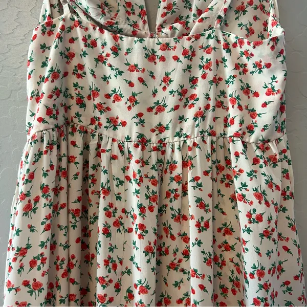 ⭐️Nasty Gal white, pink and red rose print maxi dress with halter size 2 - Image 14