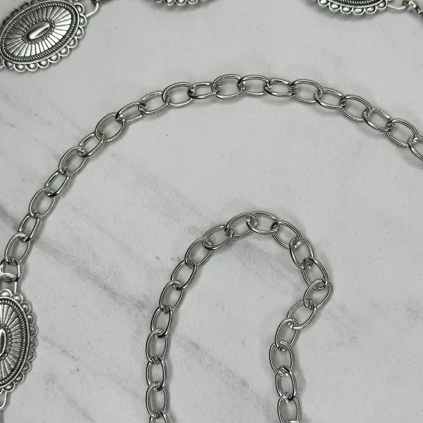 Western Concho Silver Chain Belt One Size (OS) ✨ - Image 9