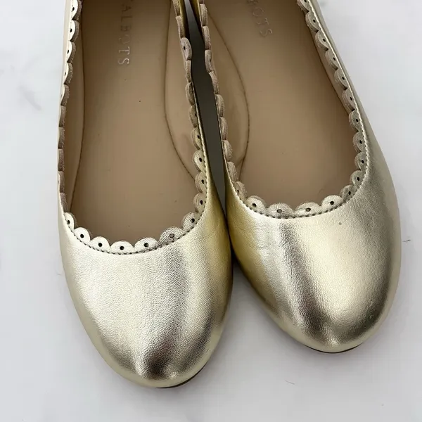 Talbots Penelope Gold Metallic Leather Scalloped Ballet Flats Size 7 Preppy chic - Image 5