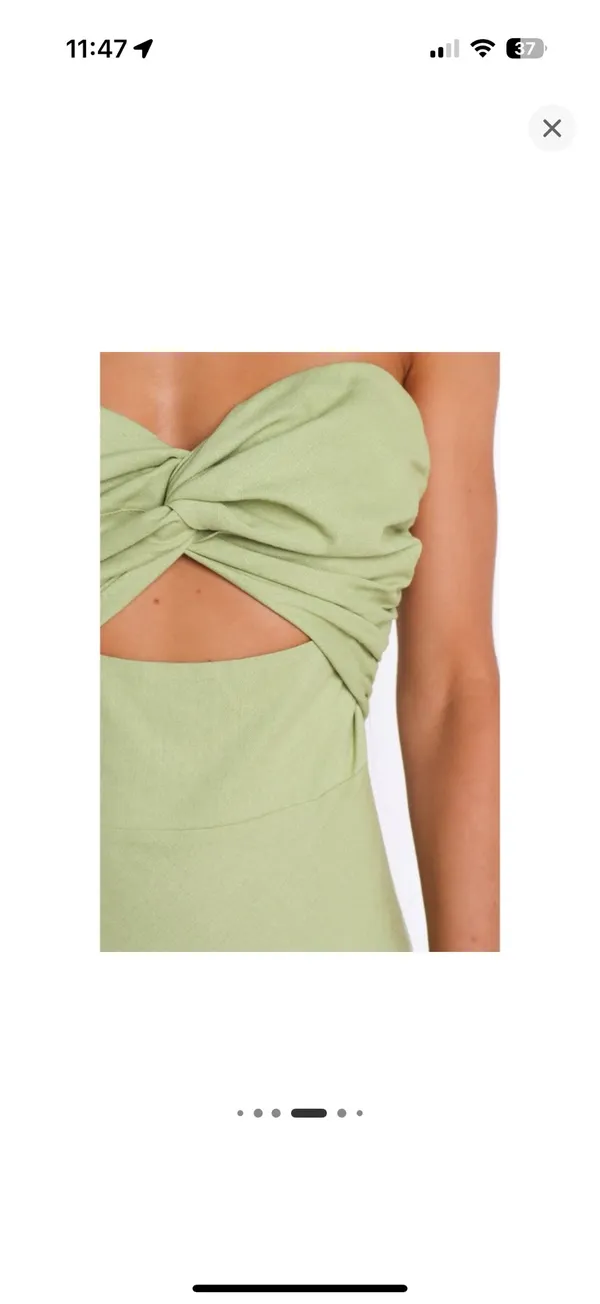 Petal & Pup Green Strapless Dress with Elegant Design - Image 5